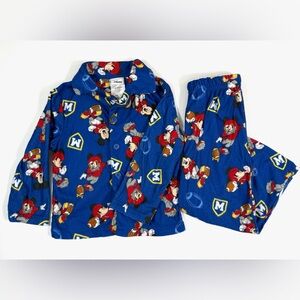 DISNEY Boys Mickey Mouse Football‎ Fleece Pajama Set 3T Character Loungewear